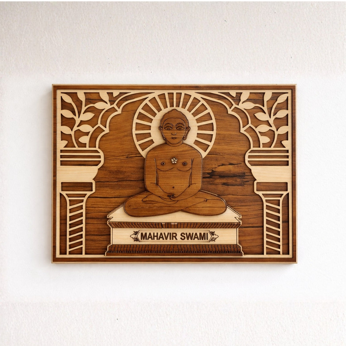 Mahavir Swami Wooden 3D Wall Decor Frame