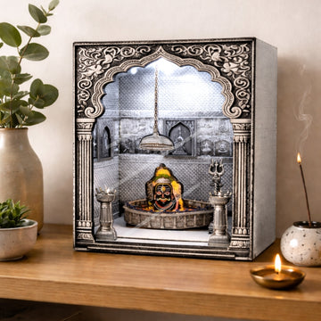 3D Ujjain Mahakaleshwar Jyotirling Darshan Box with LED Light – Garbha Grah Temple Replica for Home, Warm White & White Light, Shiv Mandir Decor, Spiritual Gift Item (Premium Finish)