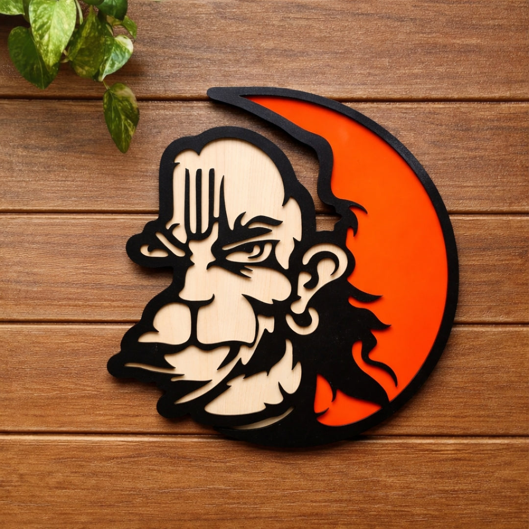 Veer Hanuman Wall Decor | Premium 3D Wooden MDF Art | Modern Spiritual Wall Hanging for Home, Office & Entrance