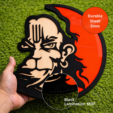 Veer Hanuman Wall Decor | Premium 3D Wooden MDF Art | Modern Spiritual Wall Hanging for Home, Office & Entrance