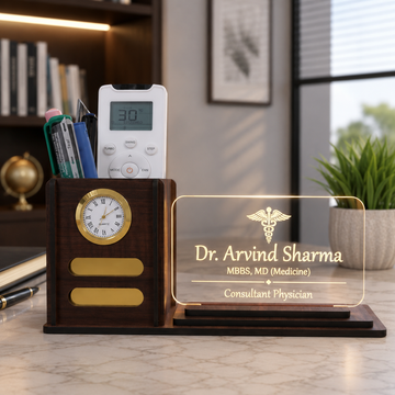 Personalized LED Desk Organizer with Name Lamp & Pen Holder | True Objects