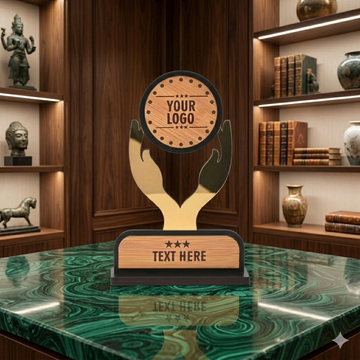 Customized Wooden Trophy with Golden Acrylic | Premium Personalized Award & Corporate Memento